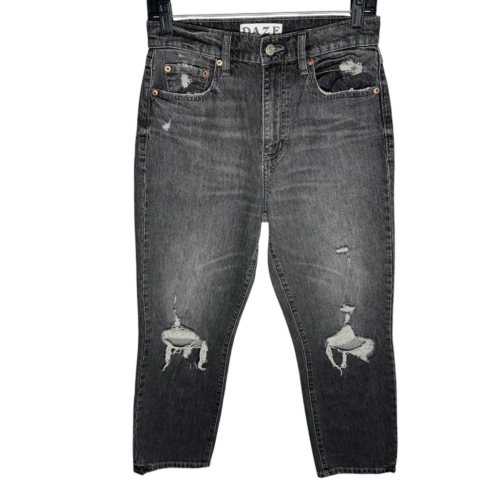 Daze High Rise Distressed Cropped Mom Jeans - Women’s Size 27 - Gray